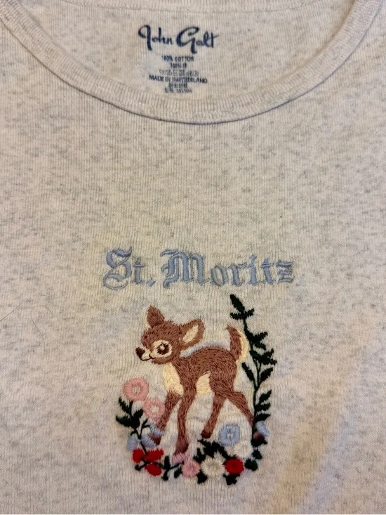 Brandy Melville John Galt St. Moritz Graphic Tee - Light Heather - Picture 2 of 5